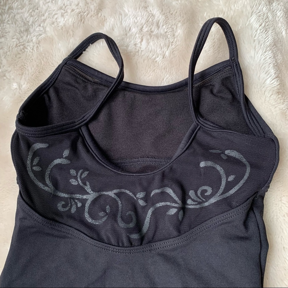 🩰 Girls Black Bloch Mesh Leotard